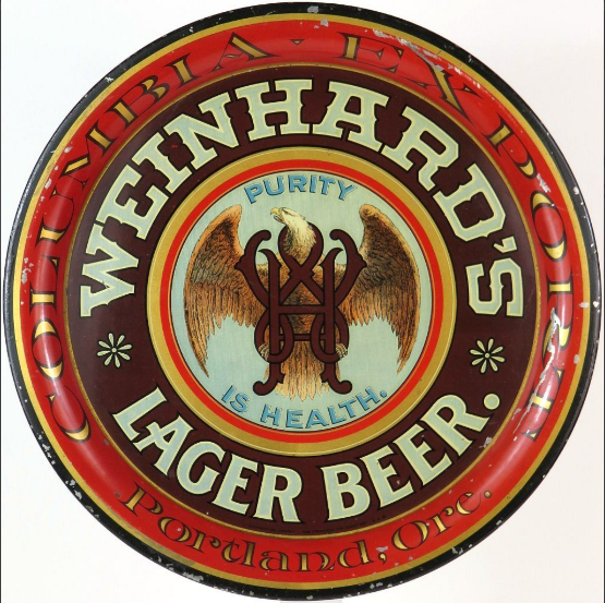 1908 Weinhard’s Lager Beer 13 inch Serving Tray Portland Oregon