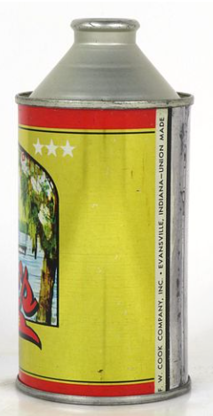 1952 Cook’s Goldblume Beer 12oz 158-06 High Profile Cone Top Can Evansville Indiana