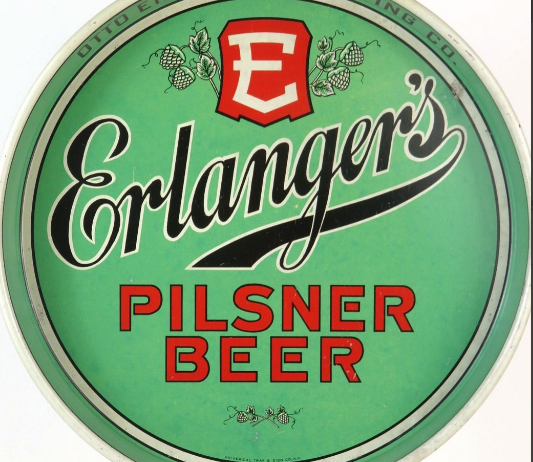 1936 Erlanger Pilsner Beer 12 inch Serving Tray Philadelphia Pennsylvania