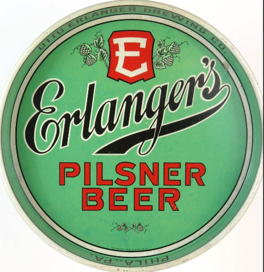 1936 Erlanger Pilsner Beer 12 inch Serving Tray Philadelphia Pennsylvania