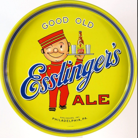 1937 Esslinger’s Ale 12 inch Serving Tray Philadelphia Pennsylvania