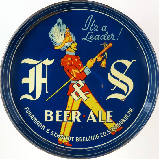 1939 F & S Beer and Ale “Drum Major” 12 inch Serving Tray Shamokin Pennsylvania