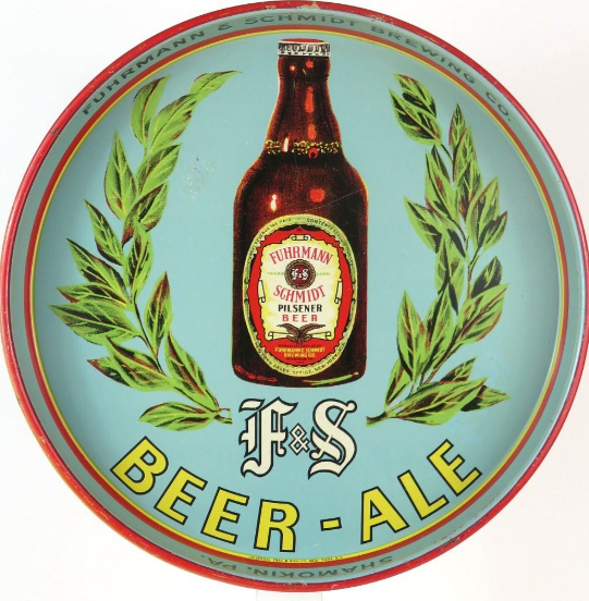 1938 F & S Beer and Ale 12 inch Serving Tray Shamokin Pennsylvania