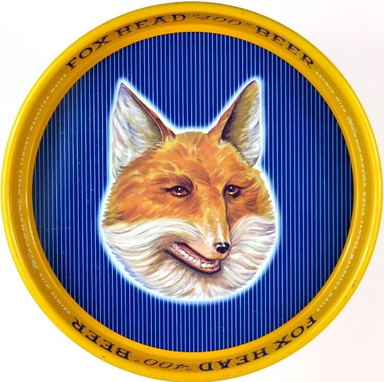 1938 Fox Head “400” Beer 13 inch Serving Tray Waukesha Wisconsin