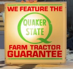 Quaker State We Feature Farm Tractor Guarantee Plastic Light Up Sign