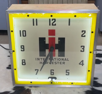 International Harvester Glass Faced Neon Clock