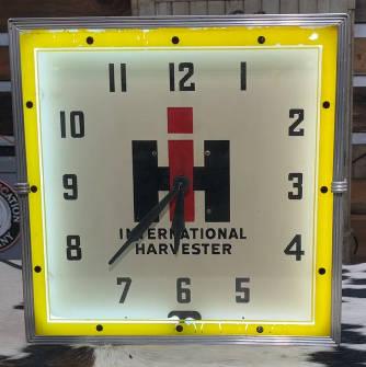 International Harvester Glass Faced Neon Clock