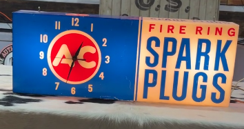 AC Fire Ring Spark Plugs All Sided Light Up Clock and Signs