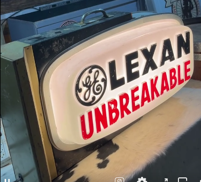 General Electric Lexan Unbreakable Salesman Sample Light Up Sign