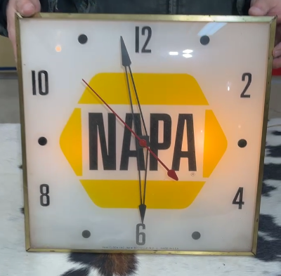 NAPA Auto Parts PAM Glass Faced Light Up Clock