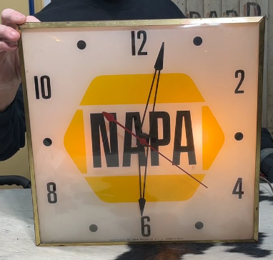 NAPA Auto Parts PAM Glass Faced Light Up Clock