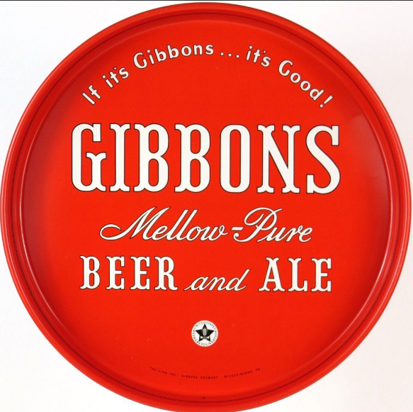 1945 Gibbons Beer and Ale 12 inch Serving Tray Wilkes-Barre Pennsylvania