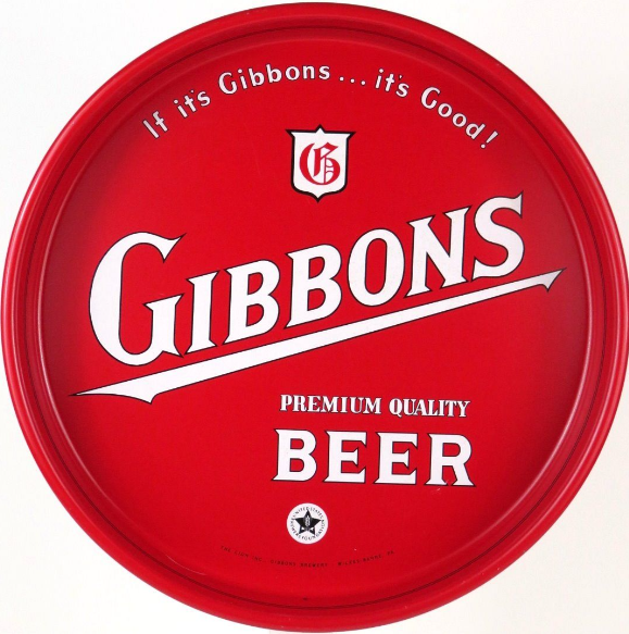 1950 Gibbons Premium Quality Beer 13 inch Serving Tray Wilkes-Barre Pennsylvania