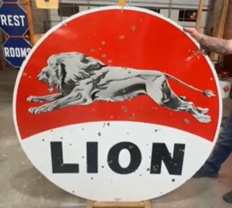 Lion Gasoline Leaping Lion 5 Foot DSP Sign