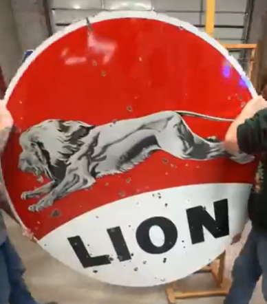 Lion Gasoline Leaping Lion 5 Foot DSP Sign