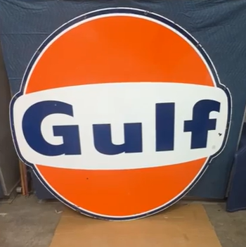 Gulf Gasoline 6 Foot Dog Ears SSP Sign