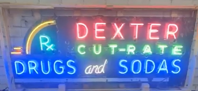 Dexter Cut-Rate Drugs and Sodas Six-Color Neon SSP Sign