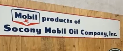 Mobil Oil Guillotine Logo Socony 10 Foot SSP Strip Sign