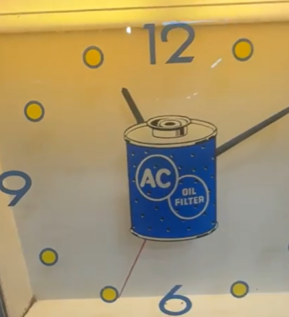 AC Oil Filters Plastic Sign with Glass Faced Clock