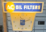 AC Oil Filters Plastic Sign with Glass Faced Clock