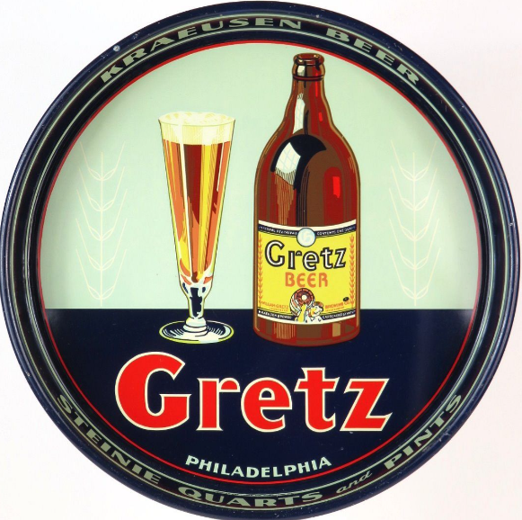 1937 Gretz Beer 13 inch Serving Tray Philadelphia Pennsylvania