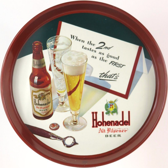 1944 Hohenadel Alt Pilsener Beer 12 inch Serving Tray Philadelphia Pennsylvania