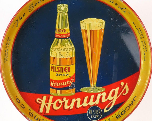 1935 Hornung’s Pilsner Brew Beer 12 inch Serving Tray Philadelphia Pennsylvania