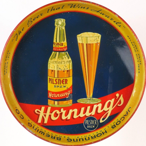 1935 Hornung’s Pilsner Brew Beer 12 inch Serving Tray Philadelphia Pennsylvania
