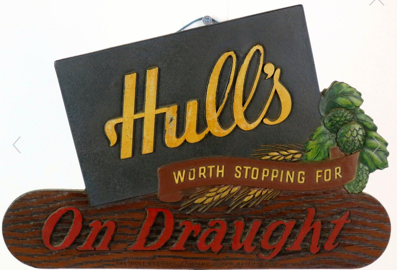 1933 Hull’s Beer “On Draught” Composite Sign New Haven Connecticut