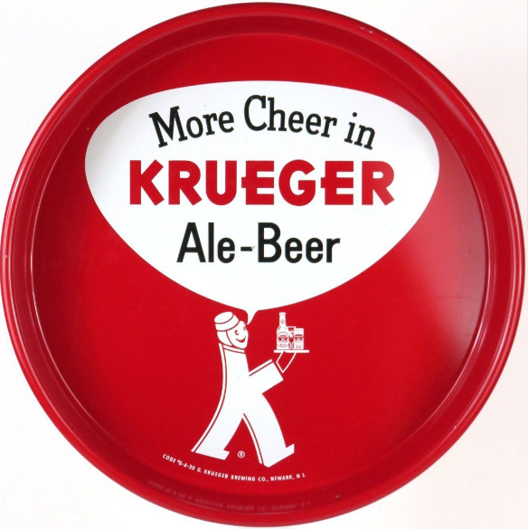 1957 Krueger Ale-Beer 13 inch Serving Tray Newark New Jersey
