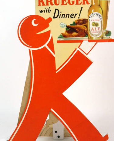 1933 Krueger’s Cream Ale Die Cut Cardboard Easel Back Newark New Jersey