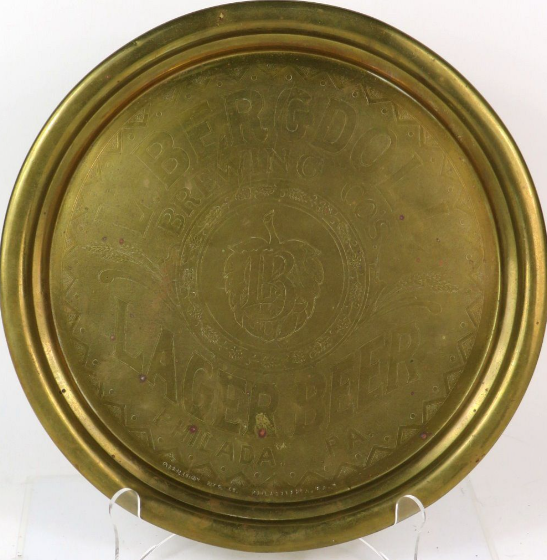 1897 L. Bergdoll Lager Beer 12 inch Serving Tray Philadelphia Pennsylvania
