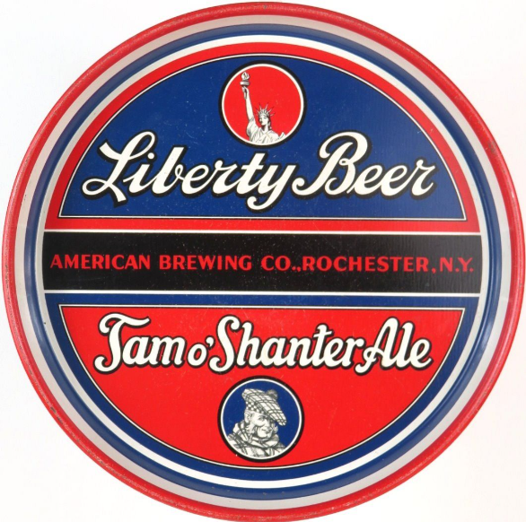 1942 Liberty Beer/Tam o’ Shanter Ale 12 inch Serving Tray Rochester New York