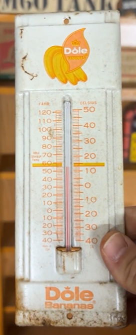 Dole Bananas SST Tube Thermometer Fahrenheit and Celsius