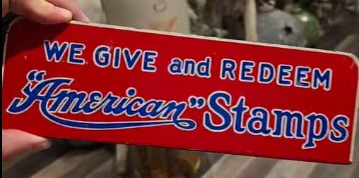 We Give and Redeem American Stamps SST Countertop Sign