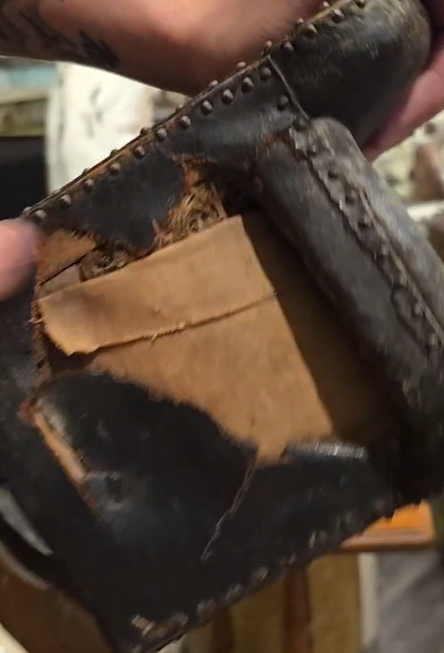 Green Leather Salesman’s Sample Studded Rocking Chair