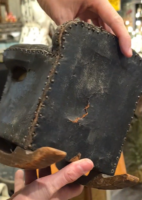 Green Leather Salesman’s Sample Studded Rocking Chair