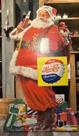 Pepsi-Cola Merry Christmas Santa Claus Easel-Back Cardboard Sign