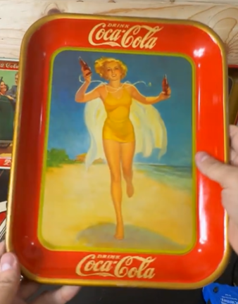 Drink Coca-Cola Running Girl Flowing Cape SST Serving Tray