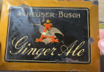 Anheuser-Busch Ginger Ale Tin Over Cardboard Prohibition Era Sign