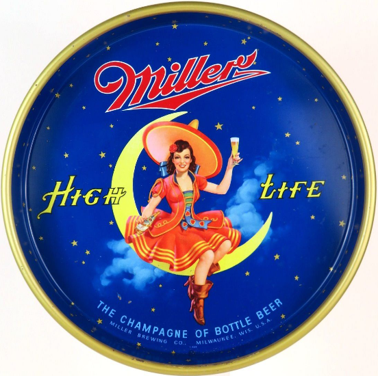 1968 Miller High Life Beer 13 inch Serving Tray Milwaukee Wisconsin