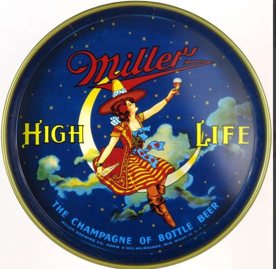 1945 Miller High Life Beer 12 inch Serving Tray Milwaukee Wisconsin
