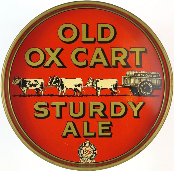1942 Old Ox Cart Sturdy Ale 12 inch Serving Tray Rochester New York