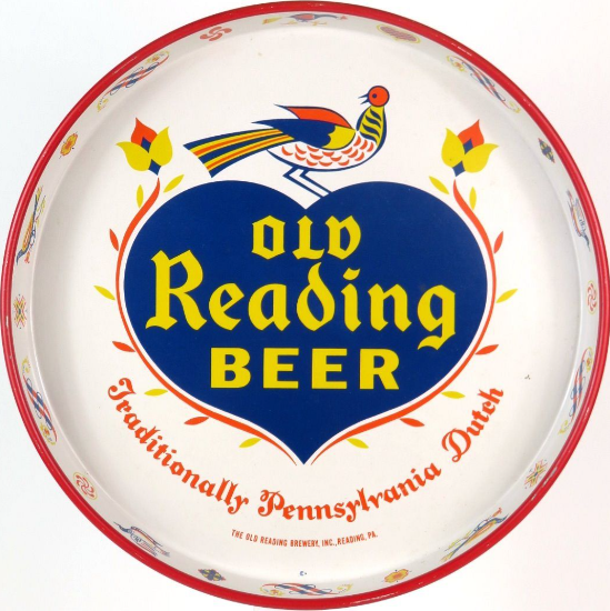 1952 Old Reading Beer 12 inch Serving Tray Reading Pennsylvania