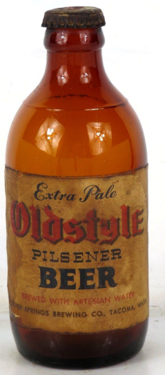 1938 Oldstyle Pilsener Beer 11oz Paper Label Bottle Tacoma Washington