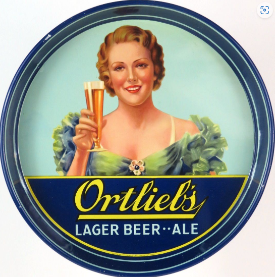 1933 Ortlieb’s Lager Beer-Ale 12 inch Serving Tray Philadelphia Pennsylvania
