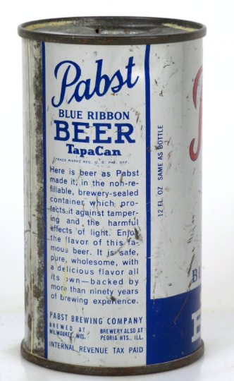 1939 Pabst Blue Ribbon Export Beer 12oz Opening Instruction Can Milwaukee Wisconsin