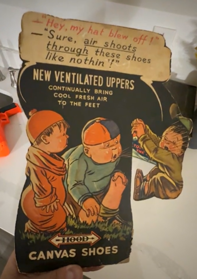 Hood Canvas Shoes Die Cut Cardboard Easel-Back Sign