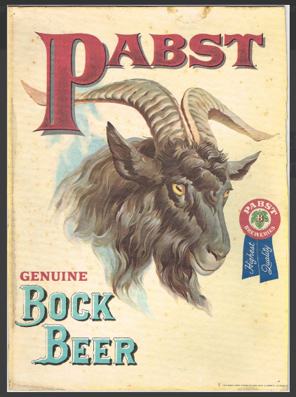 1957 Pabst Bock Beer (4-city) Easel-Back Sign Milwaukee Wisconsin