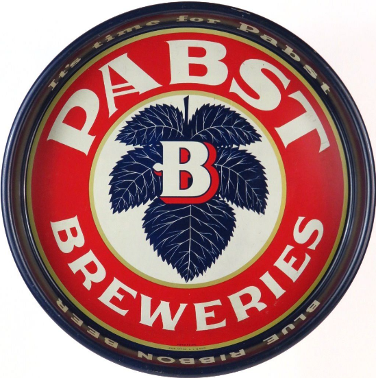 1940 Pabst Breweries Beer 13 inch Serving Tray Milwaukee Wisconsin
